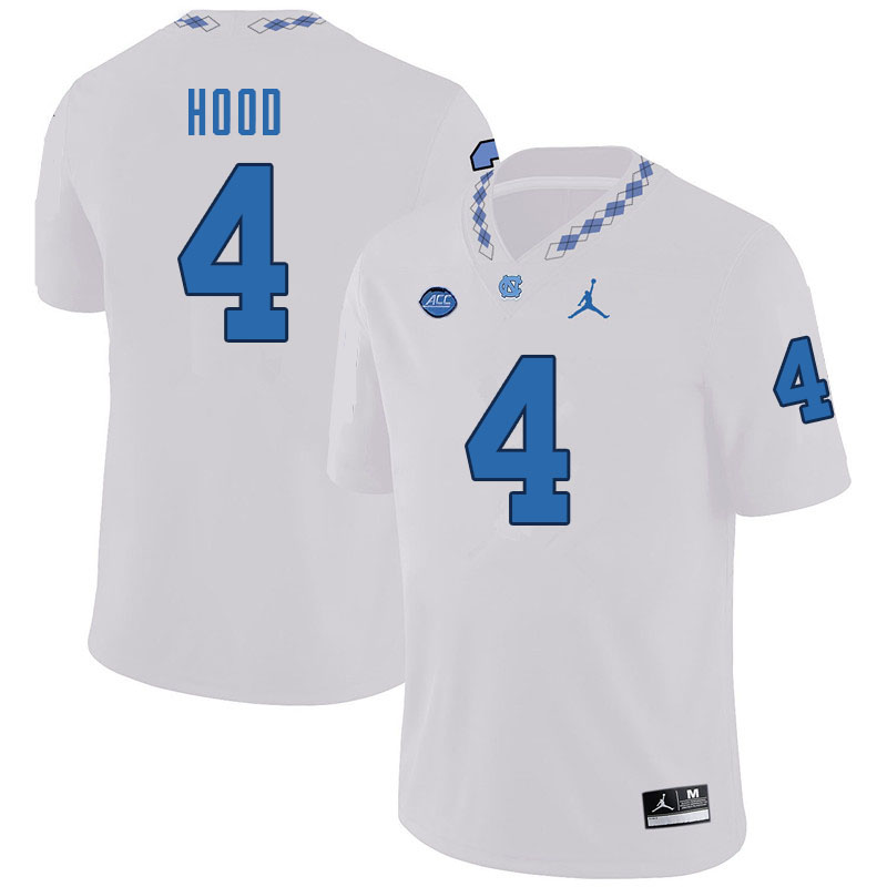 Men #4 Caleb Hood North Carolina Tar Heels College Football Jerseys Sale-White